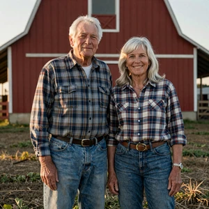 John and Susan, an Iowa farmer widower and his fiancee who met through long-distance dating in small towns