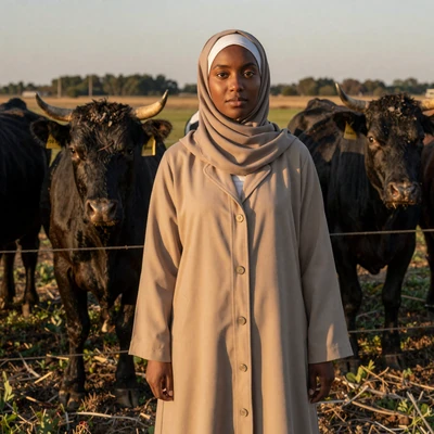 Aisha, 32, Somali-American Muslim cattle rancher in Hennepin County Minnesota