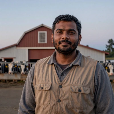Arjun, 41, South Asian American dairy farmer and widower in Yakima County Washington