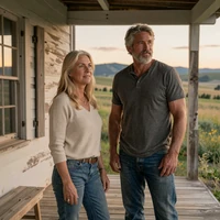 Thomas and Caroline, Montana ranch owner and Wyoming hay operation couple married on the homestead porch 2026