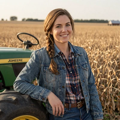Ellie, 31, Iowa row-crop farmer and agriculture teacher in a soybean field
